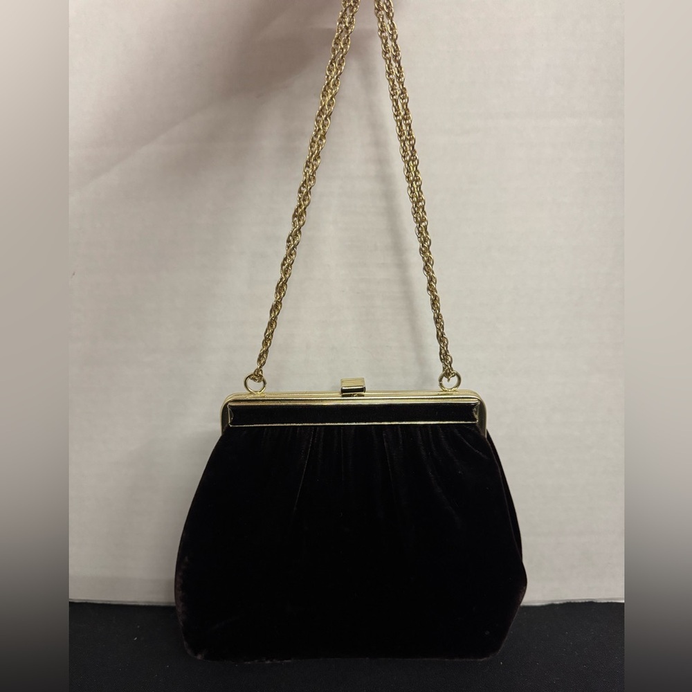 Elegant Deep Plum HL USA Velvet Evening Bag